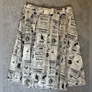 Retrolicious Halloween Print Cream Skirt